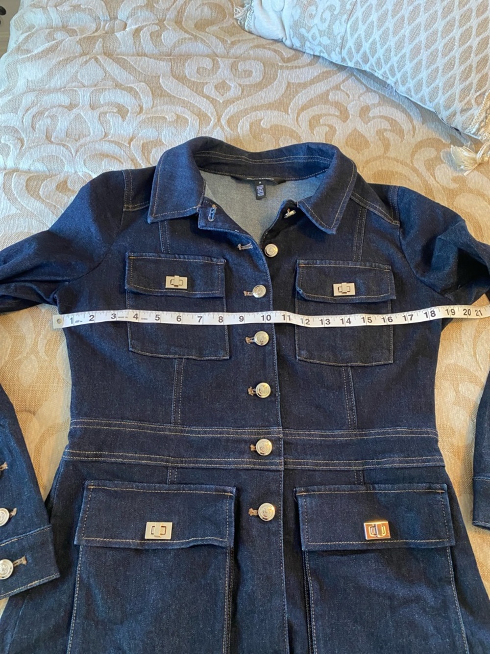 WHBM Denim Jacket Size S Structured Dark Wash - Picture 5 of 9
